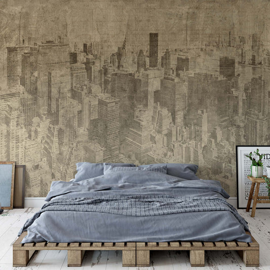 New York City Grunge I Sepia Wallpaper Waterproof for Rooms Bathroom Kitchen - USTAD HOME