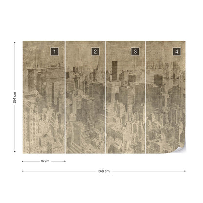 New York City Grunge I Sepia Wallpaper Waterproof for Rooms Bathroom Kitchen - USTAD HOME