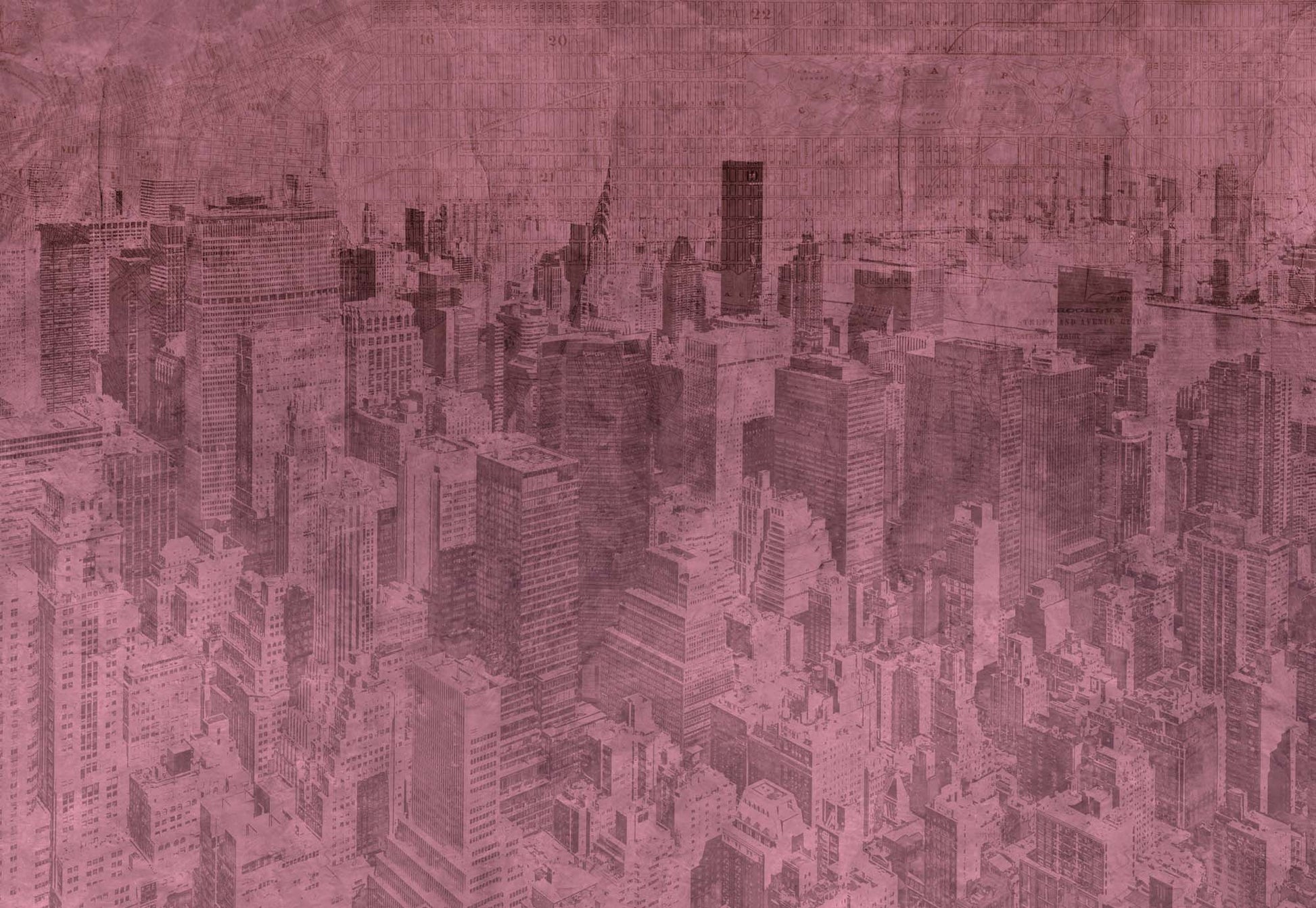 New York City Grunge I Pink Wallpaper - USTAD HOME