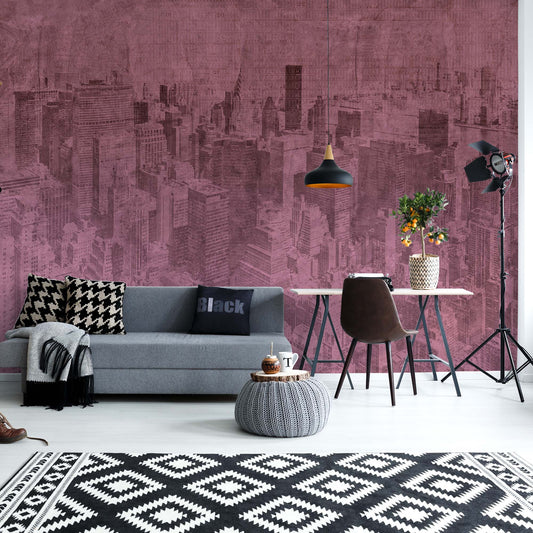 New York City Grunge I Pink Wallpaper - USTAD HOME