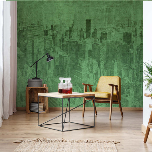 New York City Grunge I Green Wallpaper - USTAD HOME