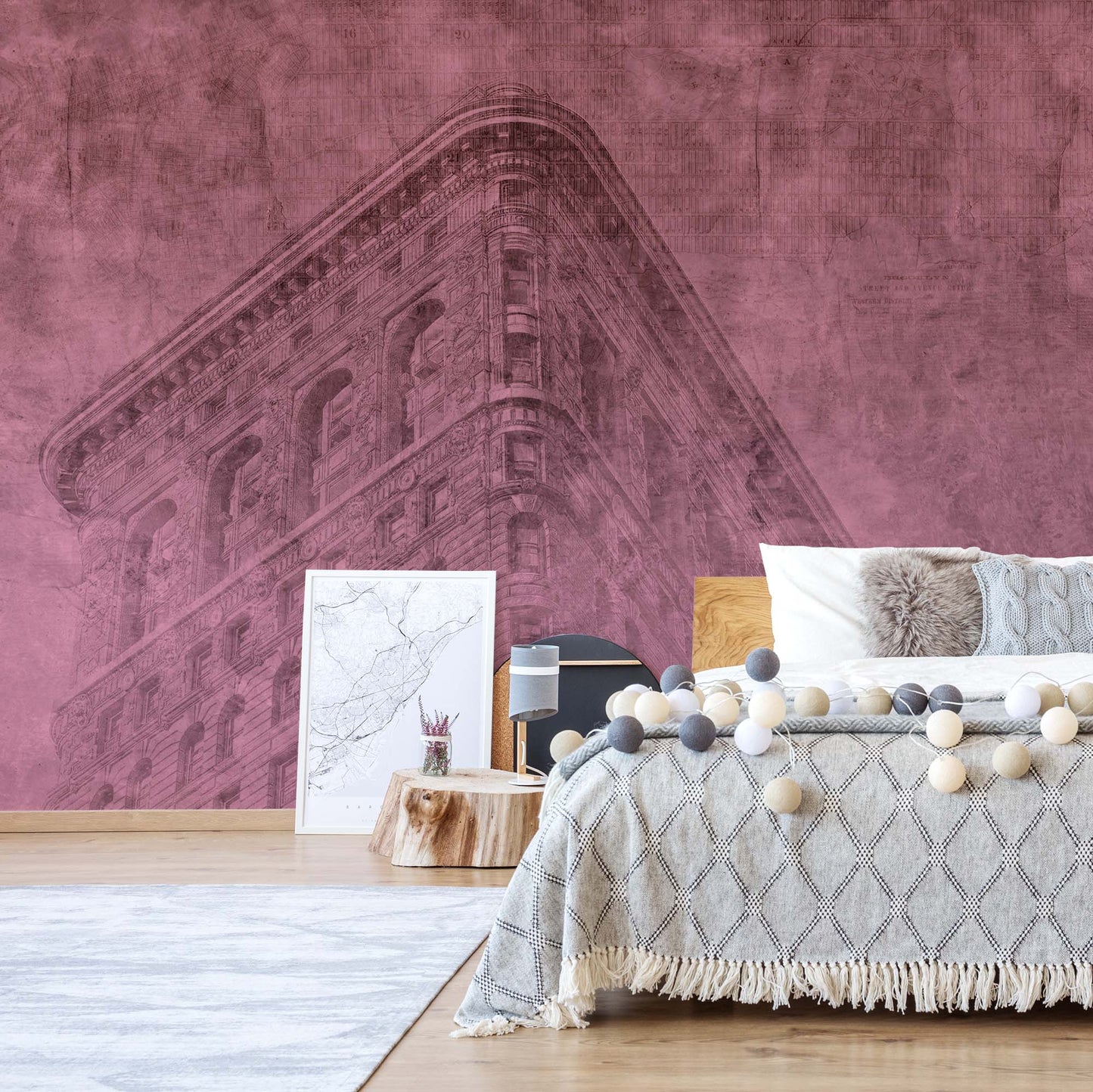 New York City Grunge II Pink Wallpaper - USTAD HOME