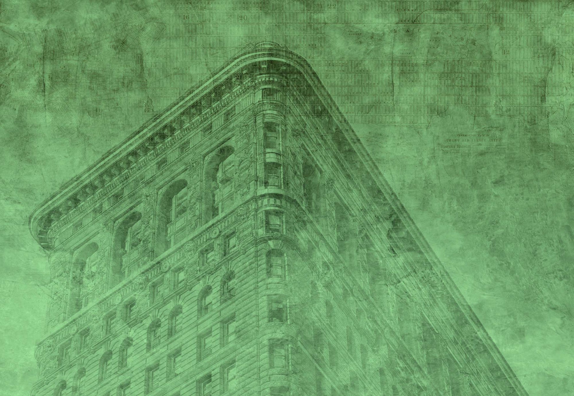 New York City Grunge II Green Wallpaper - USTAD HOME