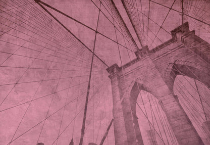 Brooklyn Bridge Grunge Pink Wallpaper - USTAD HOME
