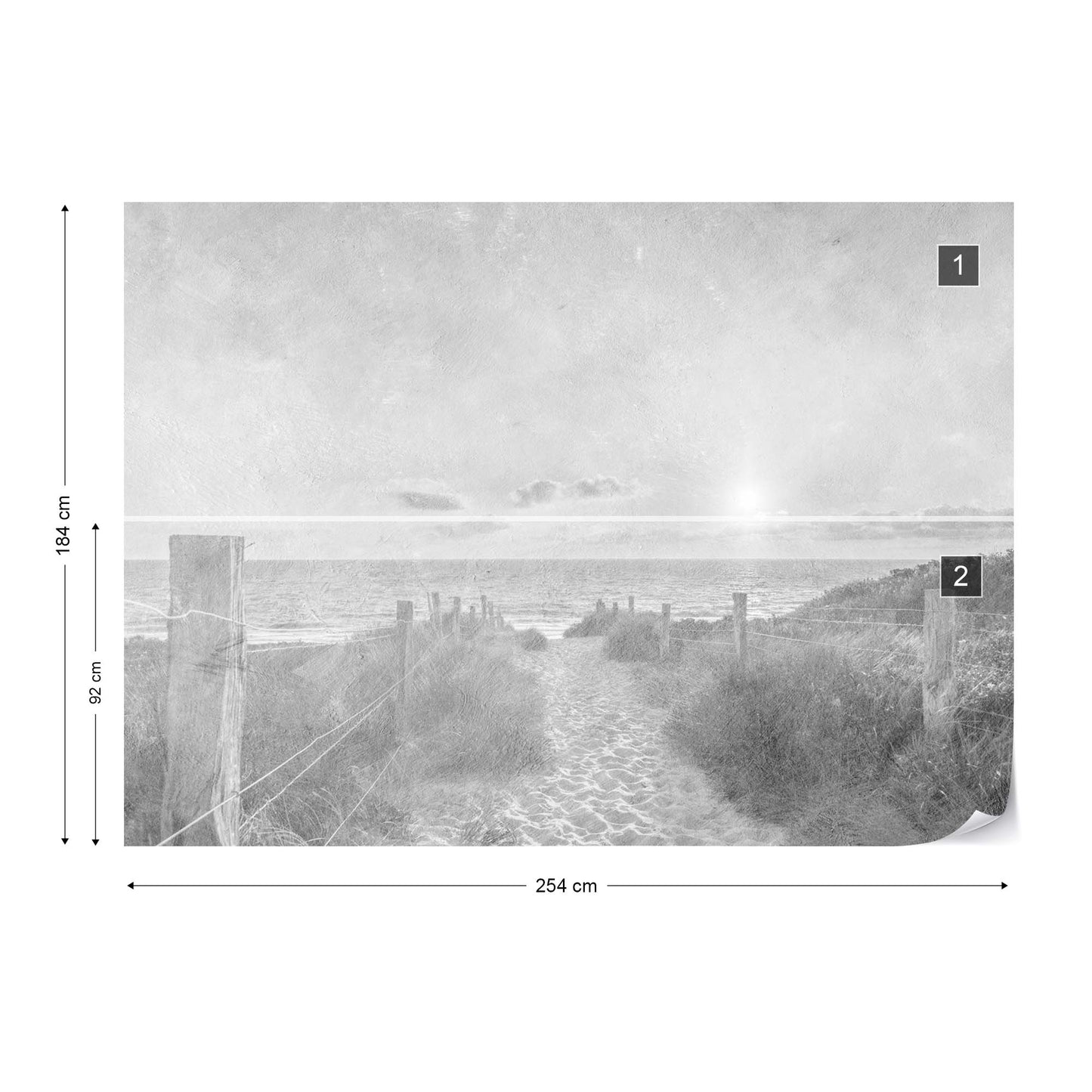 Summer Sunset Faded Vintage Black and White Wallpaper Waterproof for Rooms Bathroom Kitchen - USTAD HOME