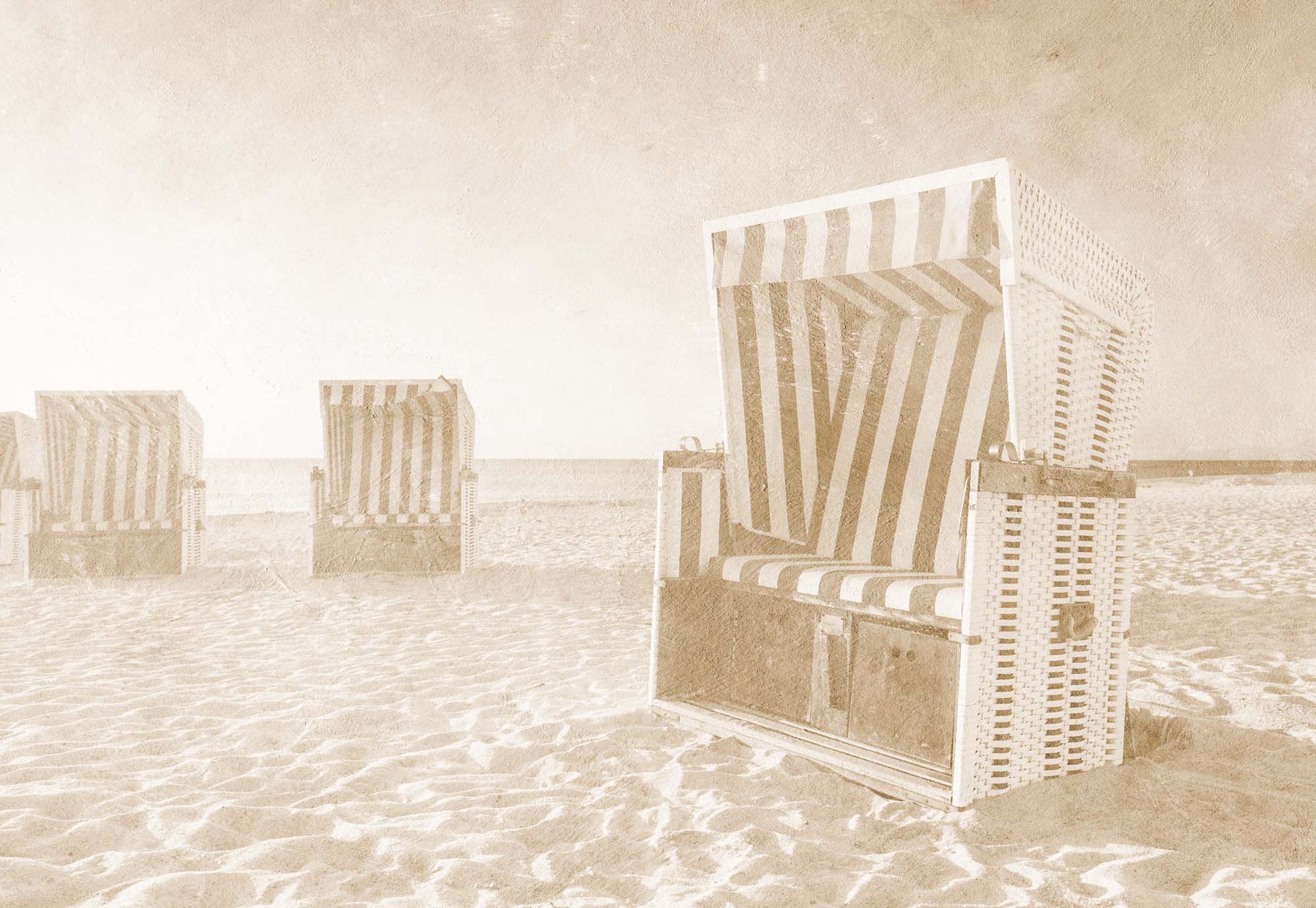 Ostsee Strandk&ouml;rbe Sepia Wallpaper - USTAD HOME