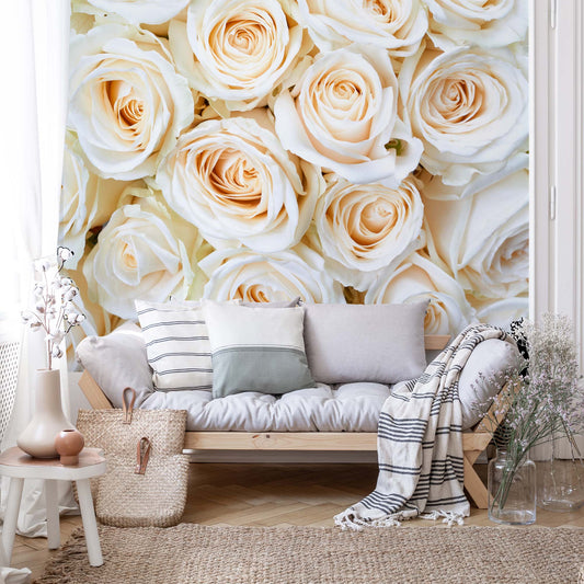 Rose Bouquet Cream Wallpaper Waterproof for Rooms Bathroom Kitchen - USTAD HOME