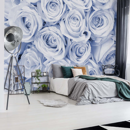 Rose Bouquet Blue Wallpaper Waterproof for Rooms Bathroom Kitchen - USTAD HOME