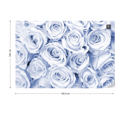 Rose Bouquet Blue Wallpaper Waterproof for Rooms Bathroom Kitchen - USTAD HOME