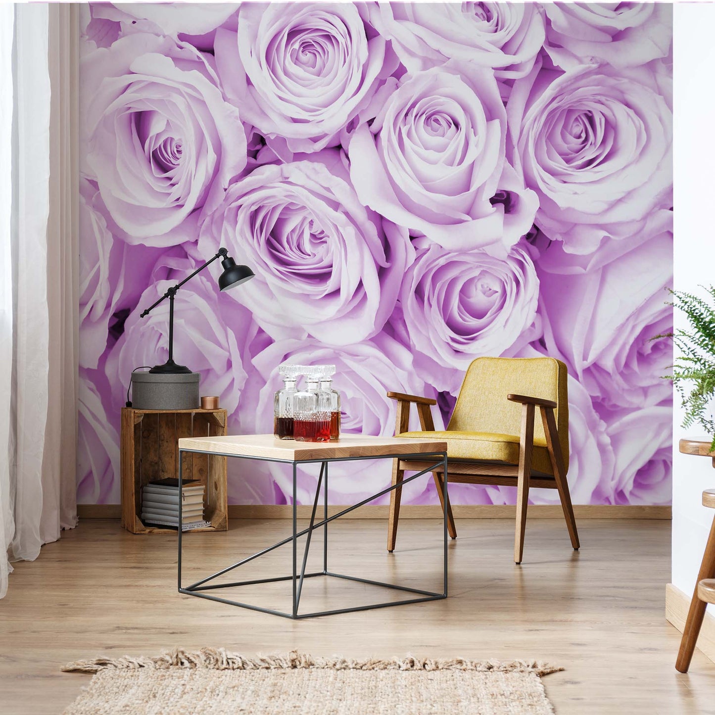 Rose Bouquet Purple Wallpaper Waterproof for Rooms Bathroom Kitchen - USTAD HOME