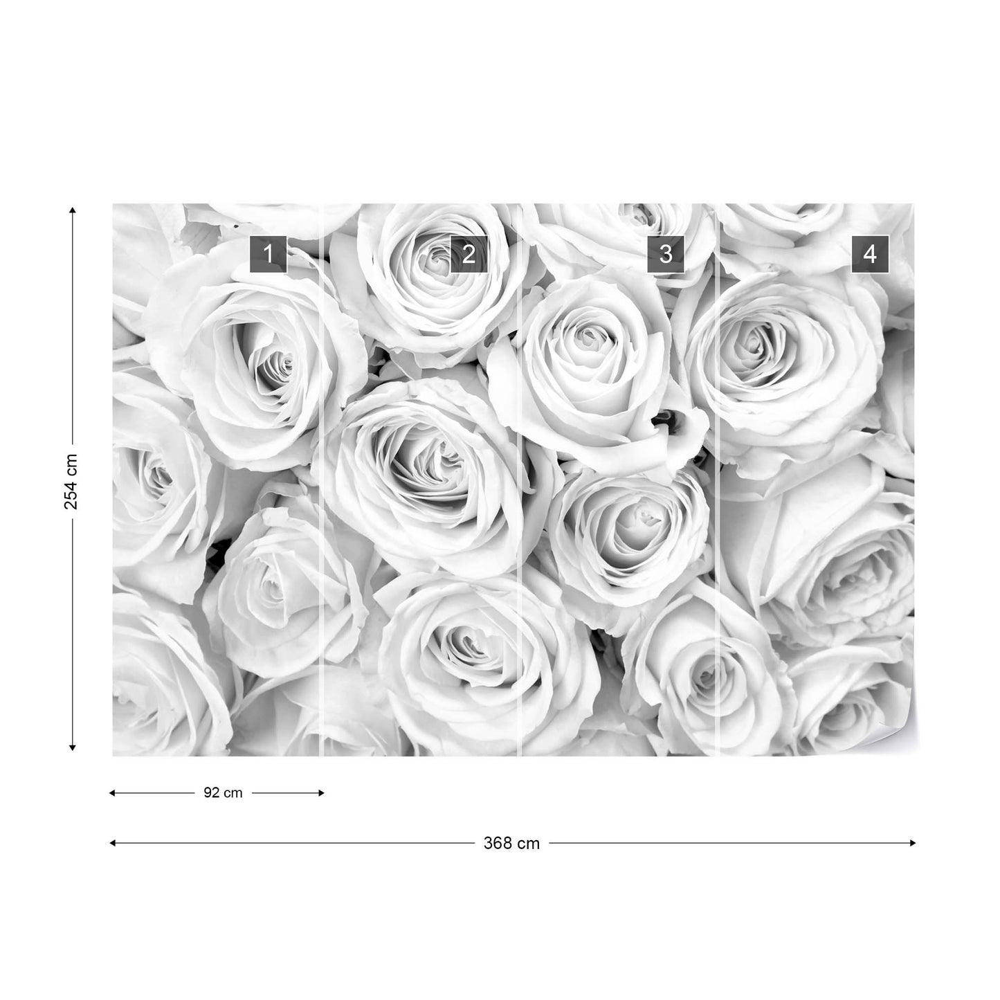 Rose Bouquet Black and White Wallpaper Waterproof for Rooms Bathroom Kitchen - USTAD HOME
