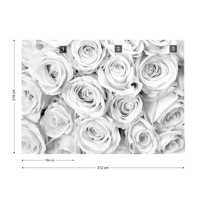 Rose Bouquet Black and White Wallpaper Waterproof for Rooms Bathroom Kitchen - USTAD HOME