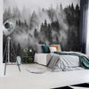 Forest in the Mist Black and White Wallpaper Waterproof for Rooms Bathroom Kitchen - USTAD HOME