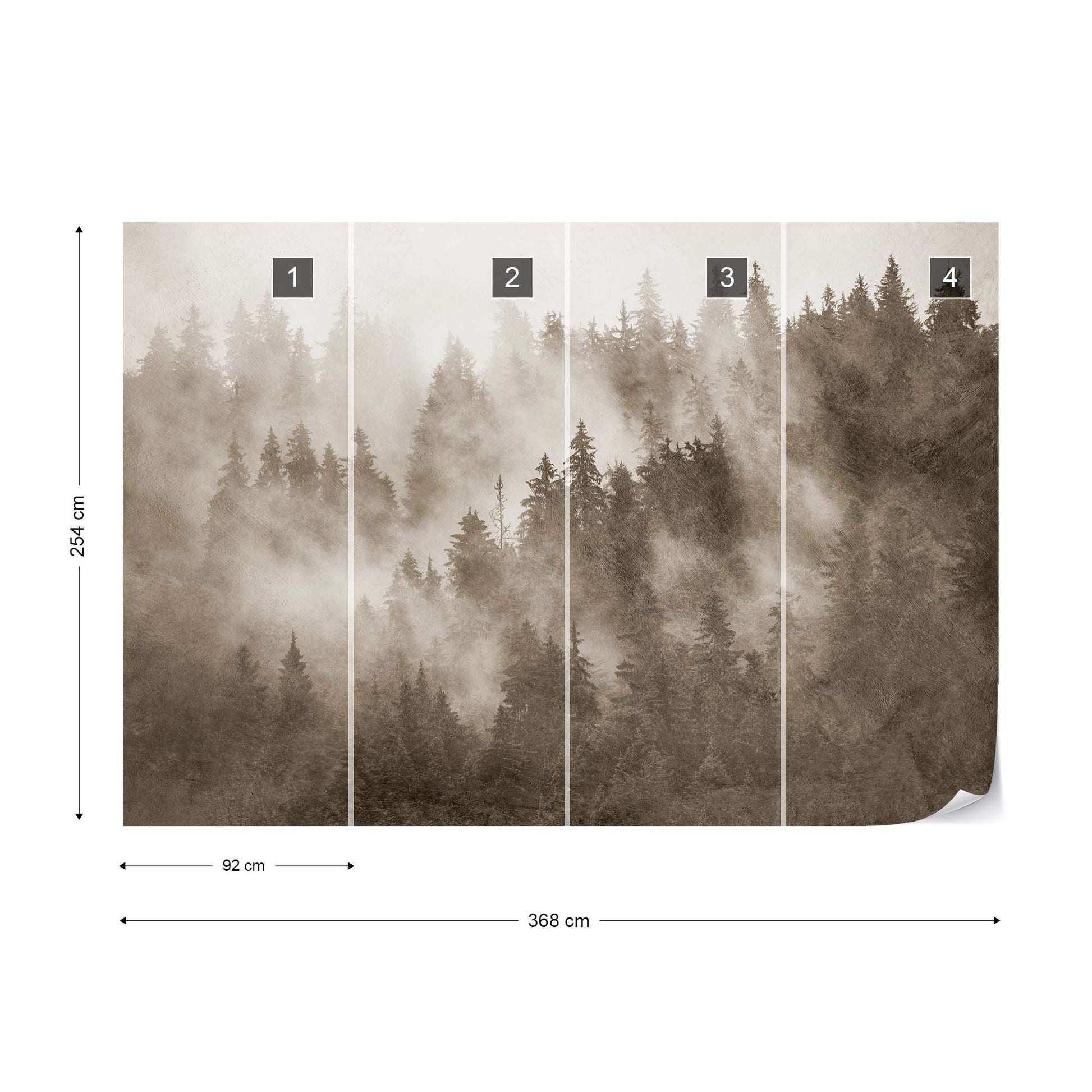 Forest in the Mist Textured in Sepia Wallpaper Waterproof for Rooms Bathroom Kitchen - USTAD HOME