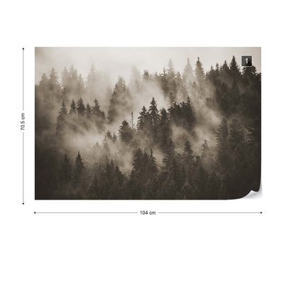 Forest in the Mist in Sepia Wallpaper Waterproof for Rooms Bathroom Kitchen - USTAD HOME