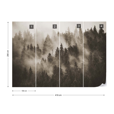 Forest in the Mist in Sepia Wallpaper Waterproof for Rooms Bathroom Kitchen - USTAD HOME