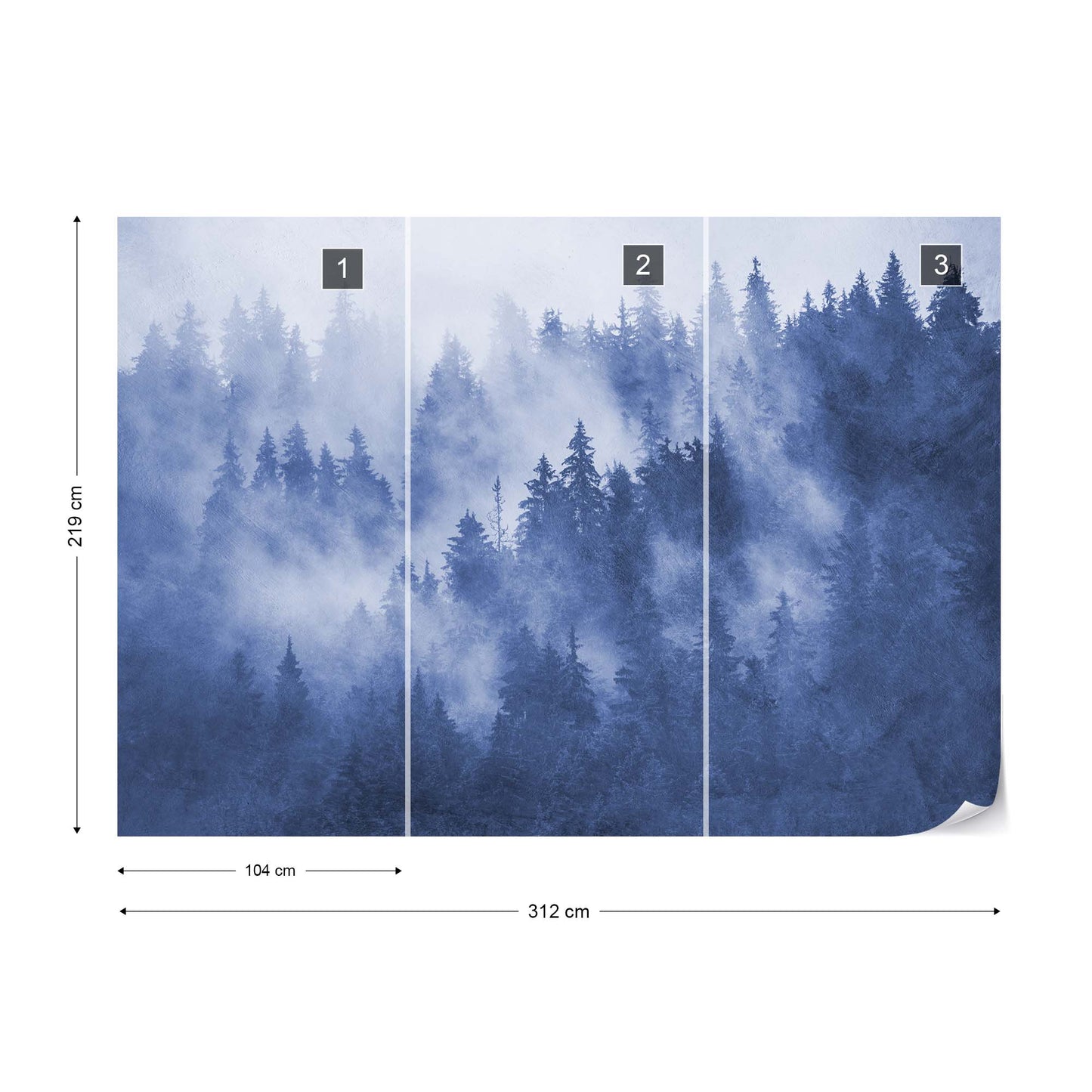 Forest in the Mist Textured in Blue Wallpaper Waterproof for Rooms Bathroom Kitchen - USTAD HOME