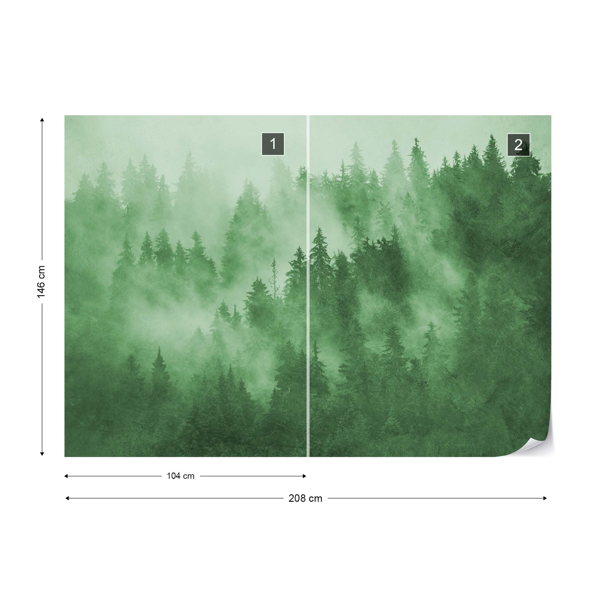 Forest in the Mist in Green Wallpaper Waterproof for Rooms Bathroom Kitchen - USTAD HOME