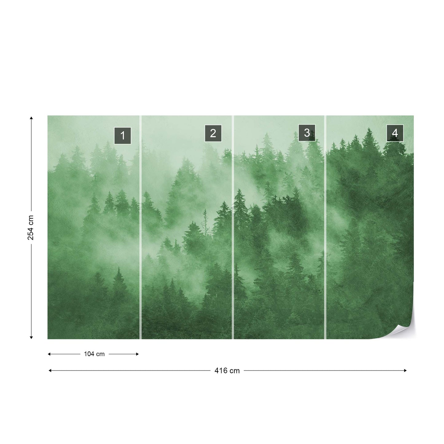 Forest in the Mist in Green Wallpaper Waterproof for Rooms Bathroom Kitchen - USTAD HOME