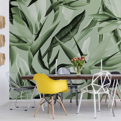 Tropicalia Green Wallpaper Waterproof for Rooms Bathroom Kitchen - USTAD HOME