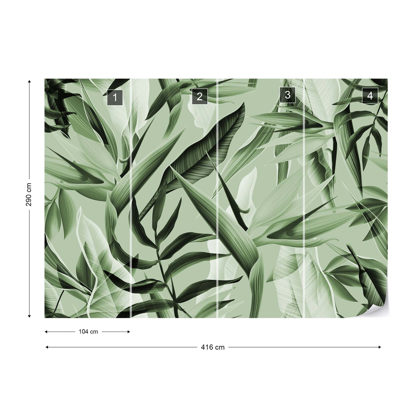 Tropicalia Green Wallpaper Waterproof for Rooms Bathroom Kitchen - USTAD HOME