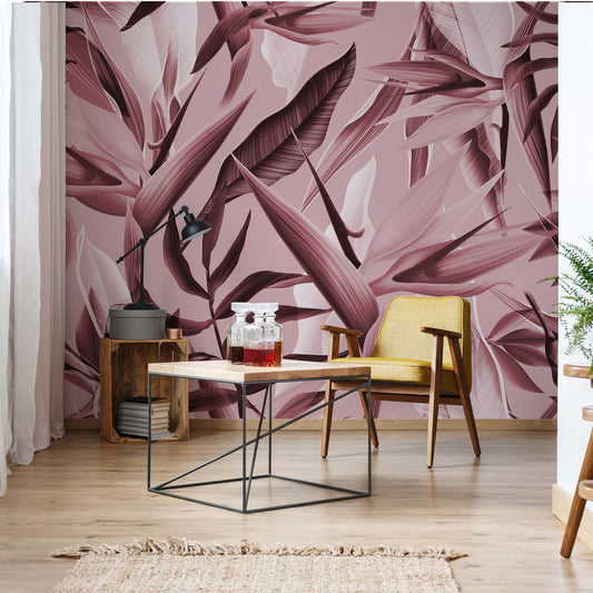 Tropicalia Pink Wallpaper Waterproof for Rooms Bathroom Kitchen - USTAD HOME