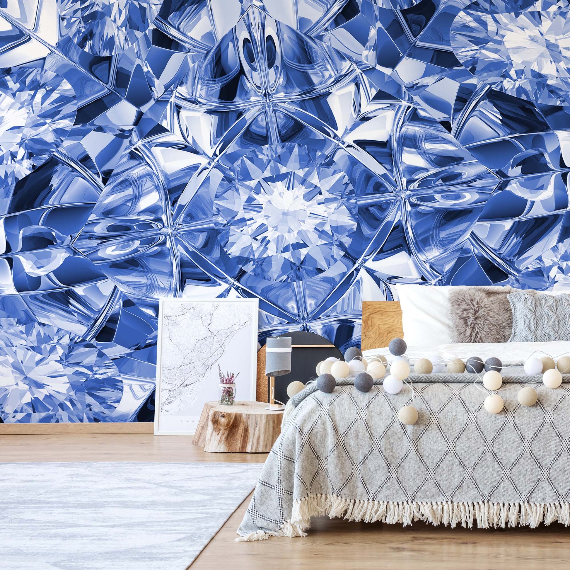 Facets of Luxury in Blue Wallpaper Waterproof for Rooms Bathroom Kitchen - USTAD HOME