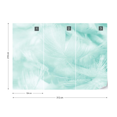 Feathers in Turquoise Wallpaper - USTAD HOME