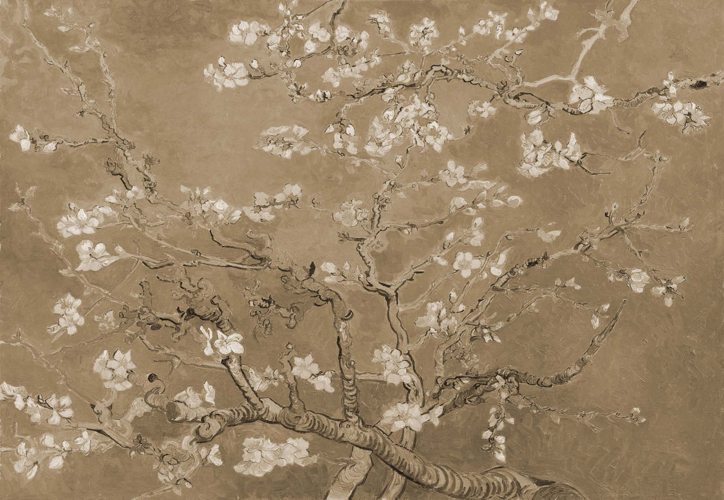 Van Gogh Blossoms in Sepia Wallpaper - USTAD HOME