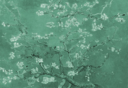 Van Gogh Blossoms in Green Wallpaper - USTAD HOME