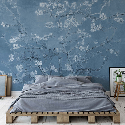 Van Gogh Blossoms in Blue Wallpaper - USTAD HOME