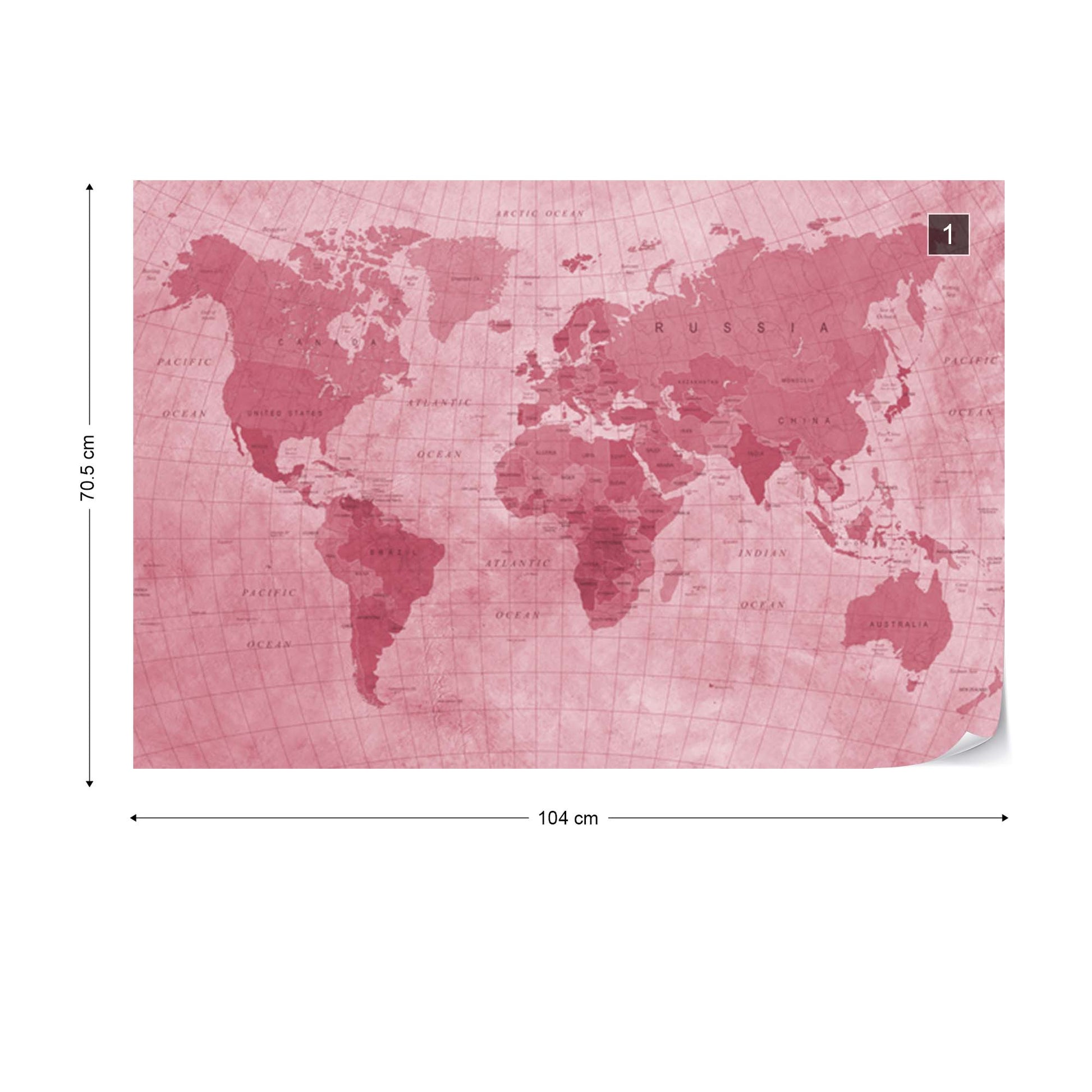 World Map Textured Red Wallpaper Waterproof for Rooms Bathroom Kitchen - USTAD HOME