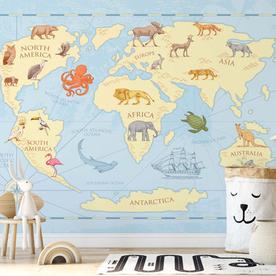 Kids Classic World Map Wallpaper - USTAD HOME