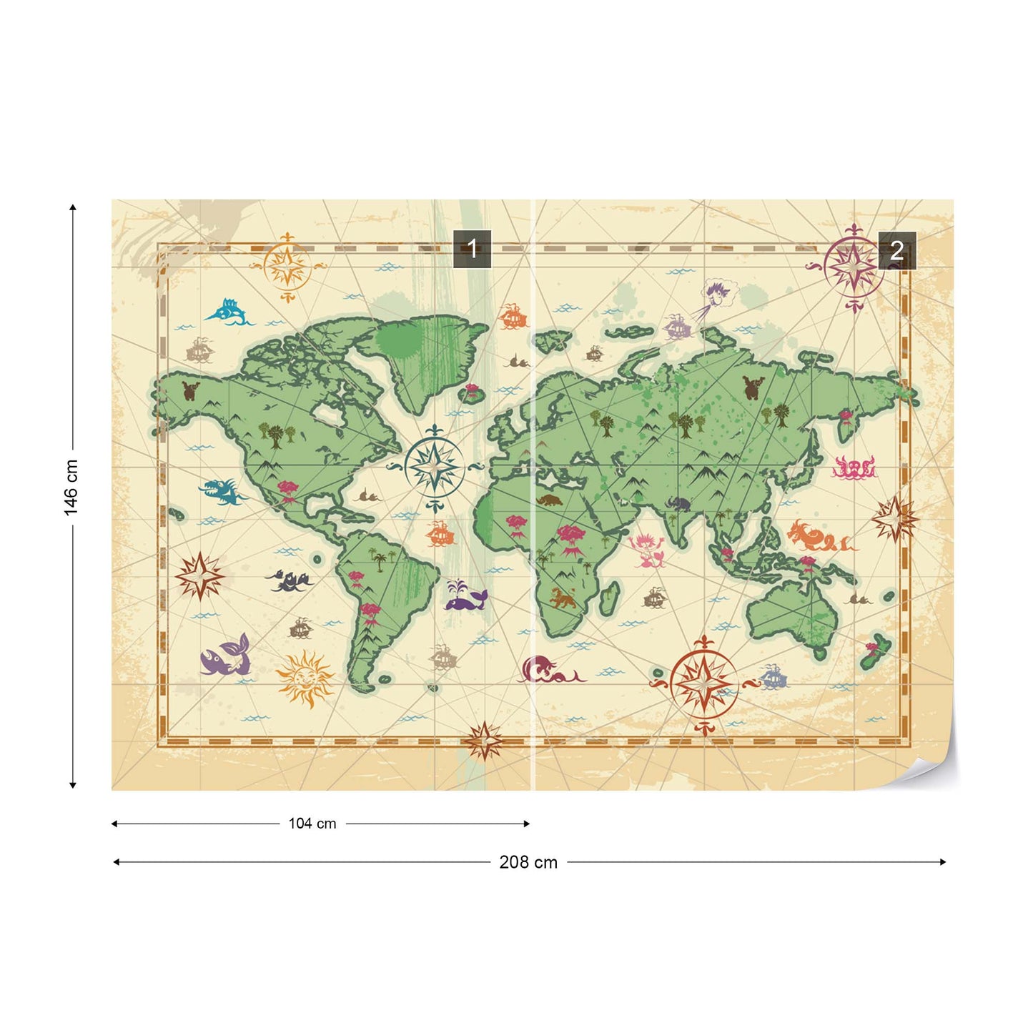 World Atlas Treasure Style Wallpaper - USTAD HOME