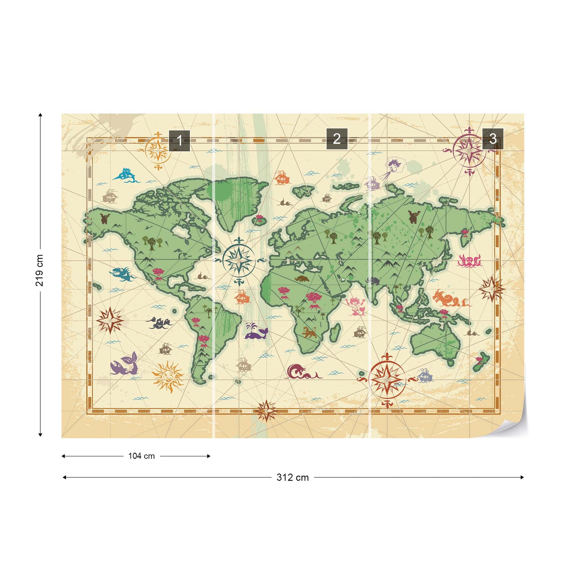 World Atlas Treasure Style Wallpaper - USTAD HOME