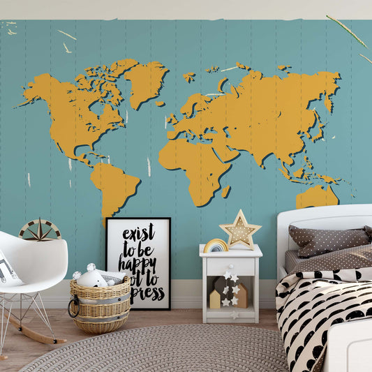 World Map Retro Wallpaper - USTAD HOME