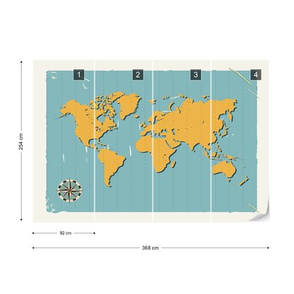 World Map Retro Wallpaper - USTAD HOME