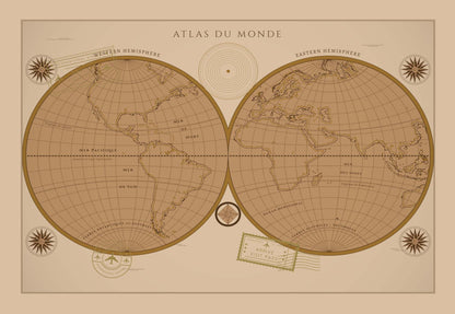 Atlas du Monde Vintage Wallpaper - USTAD HOME