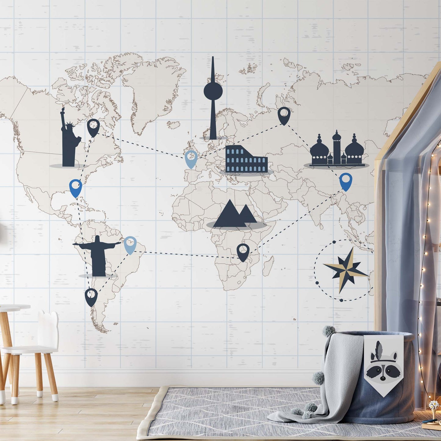 Round the World Map Wallpaper - USTAD HOME