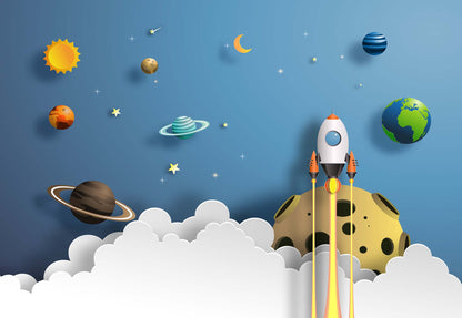 Rocket Away Papercut Series Wallpaper - USTAD HOME