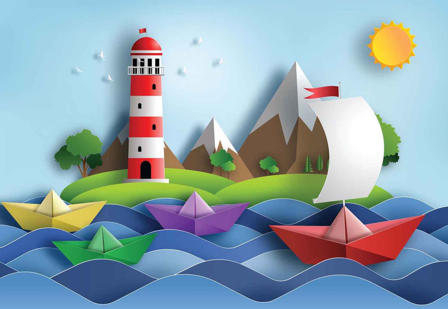 Sail Away Papercut Series Wallpaper - USTAD HOME