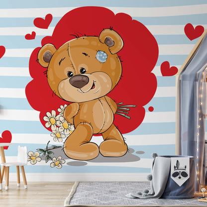 The Big Heart Bears: Bradley has Flowers Wallpaper Waterproof for Rooms Bathroom Kitchen - USTAD HOME