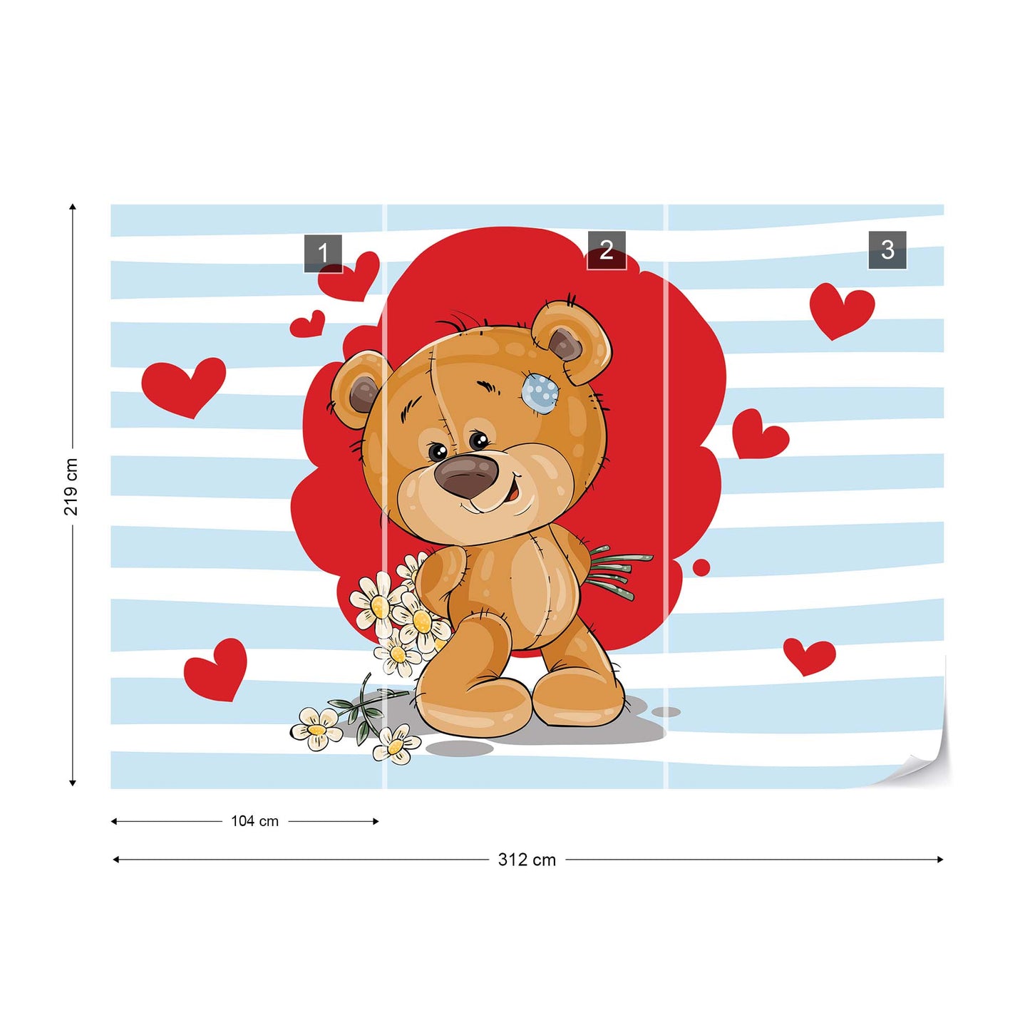 The Big Heart Bears: Bradley has Flowers Wallpaper Waterproof for Rooms Bathroom Kitchen - USTAD HOME