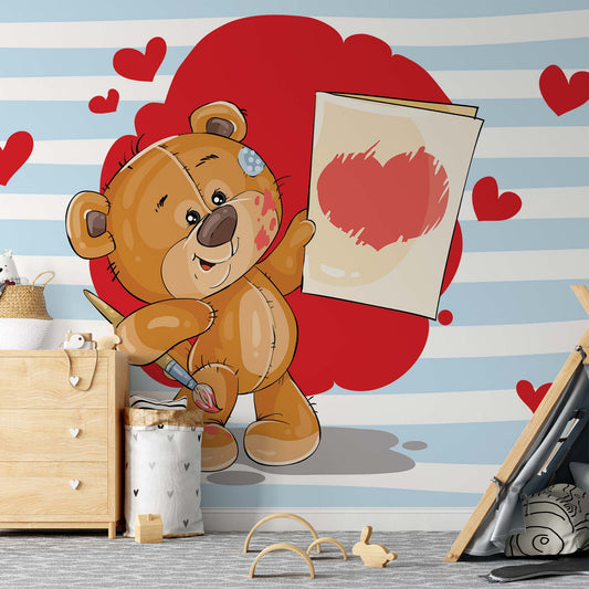 The Big Heart Bears: Love Painting Wallpaper Waterproof for Rooms Bathroom Kitchen - USTAD HOME