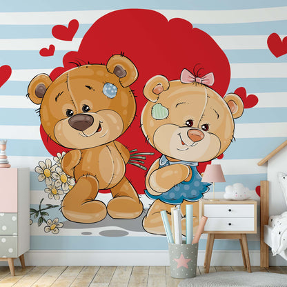 The Big Heart Bears: Bradley and Claudia Wallpaper Waterproof for Rooms Bathroom Kitchen - USTAD HOME