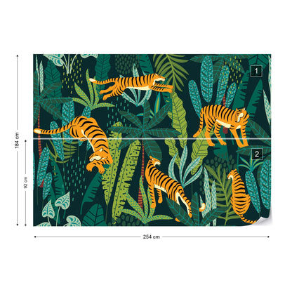 Retro Jungle Tigers Wallpaper Waterproof for Rooms Bathroom Kitchen Waterproof for Rooms Bathroom Kitchen - USTAD HOME
