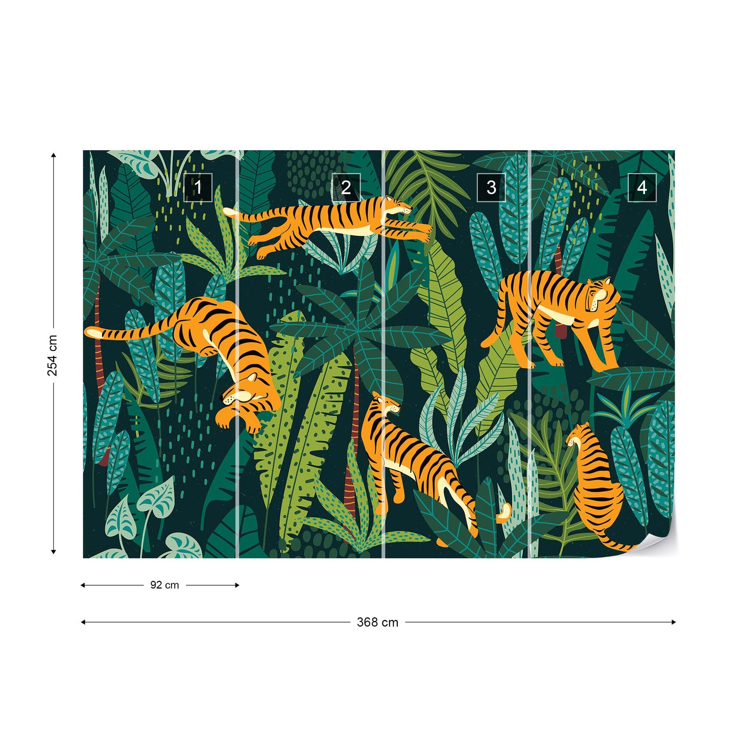 Retro Jungle Tigers Wallpaper Waterproof for Rooms Bathroom Kitchen Waterproof for Rooms Bathroom Kitchen - USTAD HOME