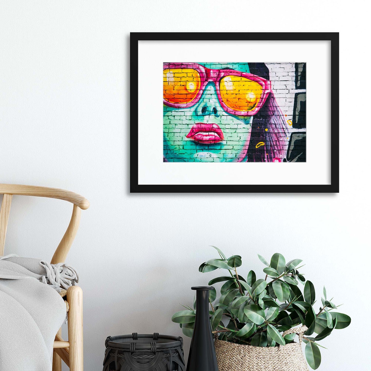 Street Art, Sunglasses Framed Print - USTAD HOME