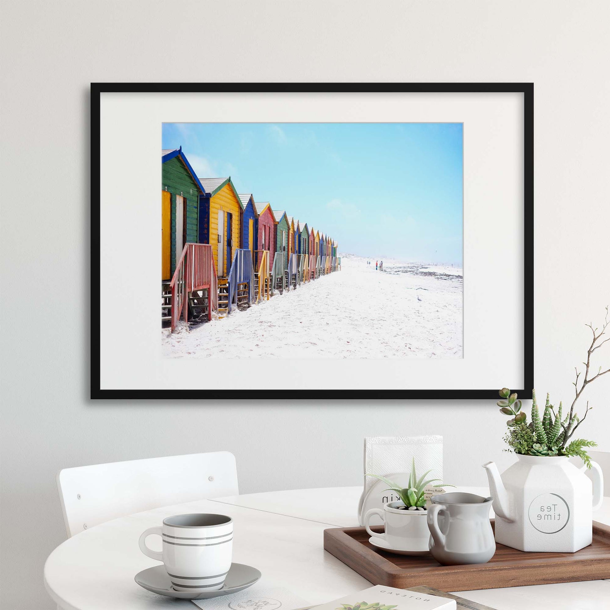 Colourful Beach Huts Framed Print - USTAD HOME