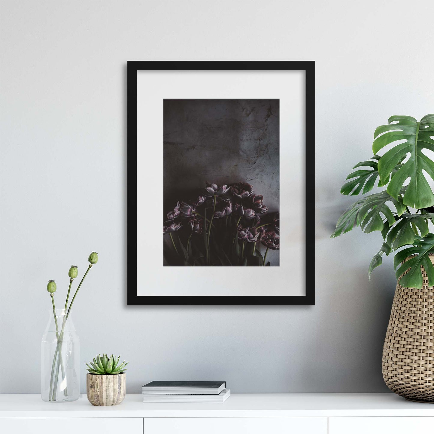 Flowers, Dark Framed Print - USTAD HOME